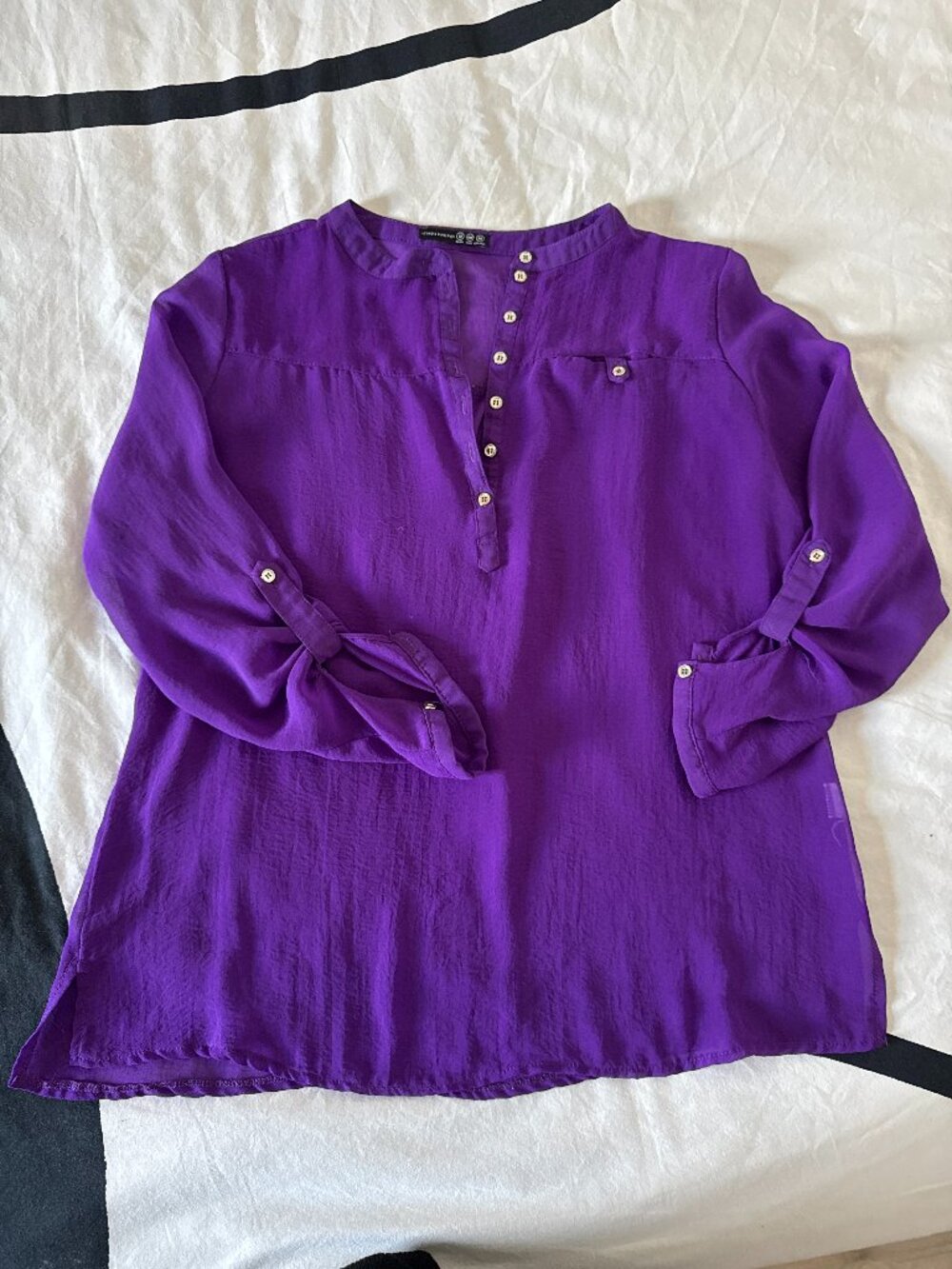Atmosphere Purple Utility Popover Blouse Sz 12